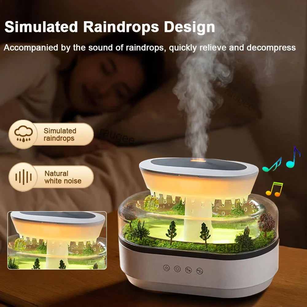 New Aroma Humidifier Raindrop Air Humidifier Colorful Atmosphere Light White Noise Music Essemtial Home Oil Fragrance Diffuser